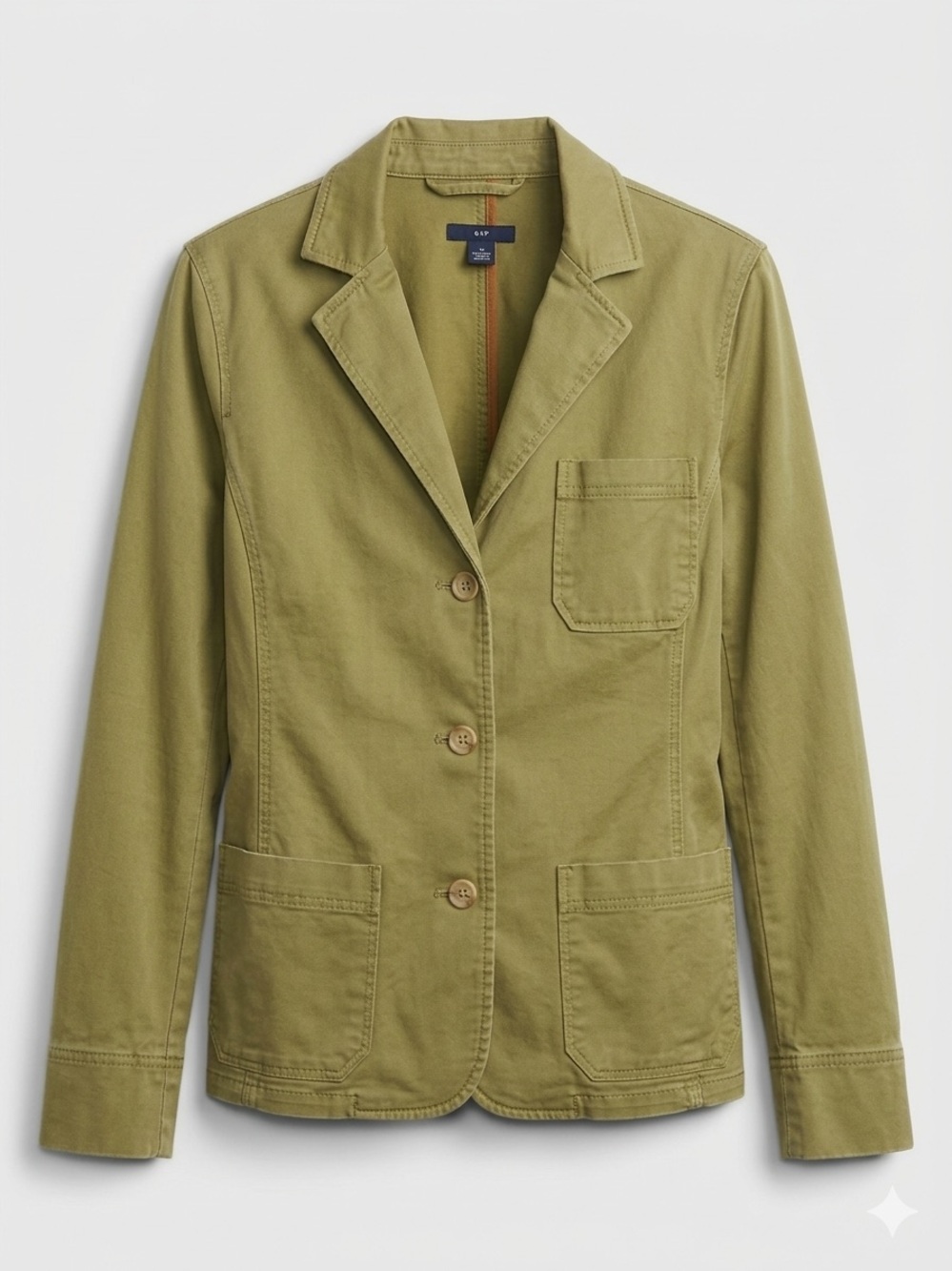 GAP KHAKI GREEN 100% COTTON VINTAGE BLAZER JACKET SZ M Y2K
